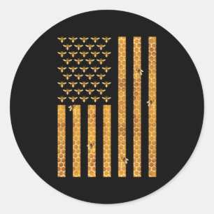 American Flag Honeycomb Honey Bees Beekeeg Beekeep Classic Round Sticker
