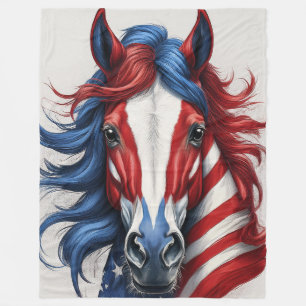 American Flag Horse Fleece Blanket