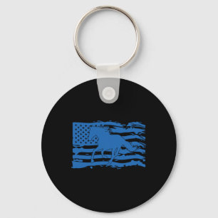 American Flag Horse Lover Patriotic Horseback Ridi Key Ring