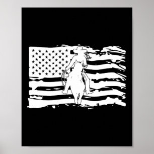 American Flag Horse Lover Patriotic Horseback Ridi Poster