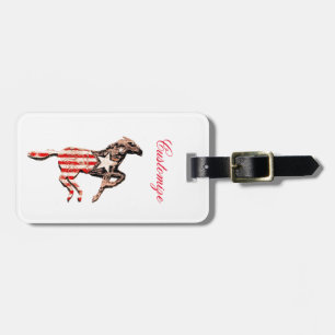 American Flag Horse Running Thunder_Cove Luggage Tag