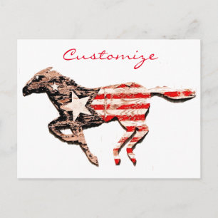 American Flag Horse Running Thunder_Cove Postcard
