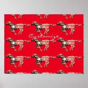 American Flag Horse Running Thunder_Cove Poster