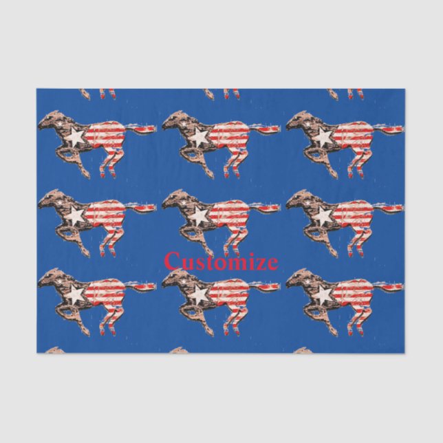 American Flag Horse Running Thunder_Cove  Tissue Paper (Front)