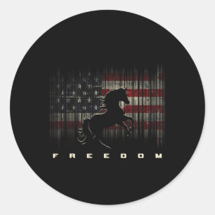 American Flag Horseback Riding Apparel - Horse Classic Round Sticker