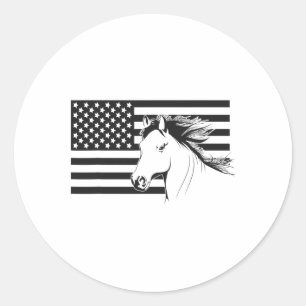 American Flag Horseback Riding Apparel - Horse Classic Round Sticker