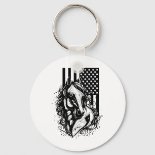 American Flag Horseback Riding Apparel - Horse Key Ring