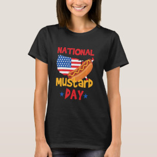American Flag Hot Dog National Mustard Day T-Shirt
