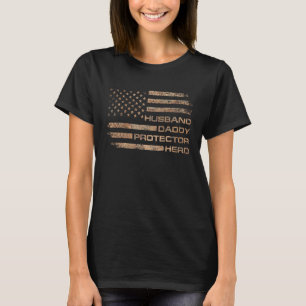 American Flag Husband Daddy Protector Hero Fathers T-Shirt