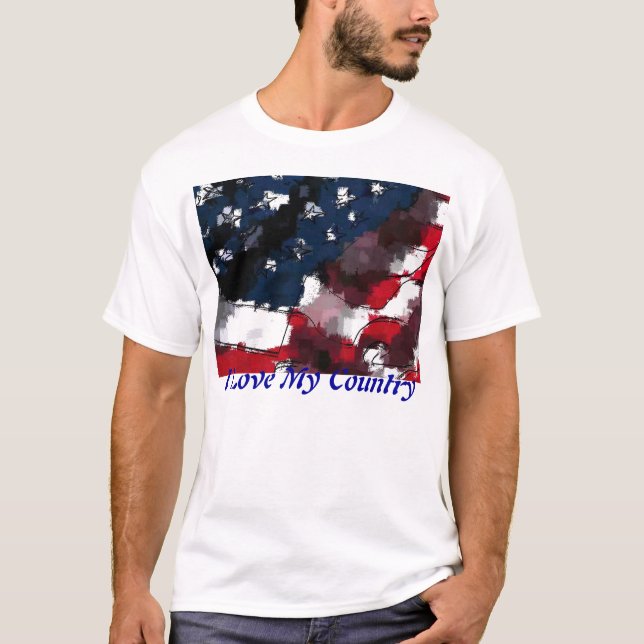 American Flag, I Love My Country T-Shirt (Front)