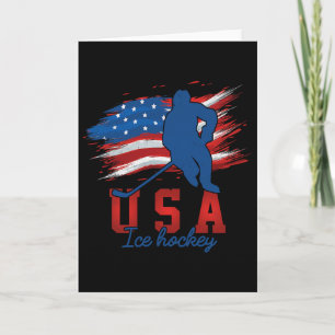 American Flag Ice Hockey 4th Of July Usa Support T Card