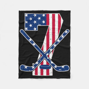 American Flag Ice Hockey Lover 7th Birthday Party Fleece Blanket