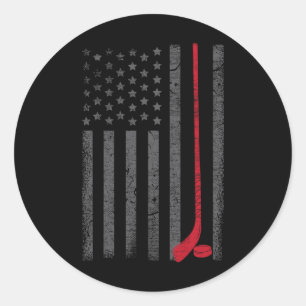 American Flag Ice Hockey Stick Puck Player Jersey Classic Round Sticker