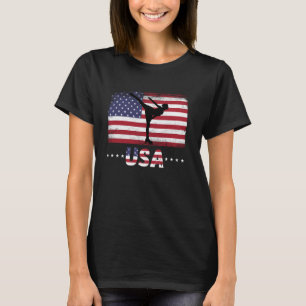 American Flag ice skating USA Patriotic Team T-Shirt