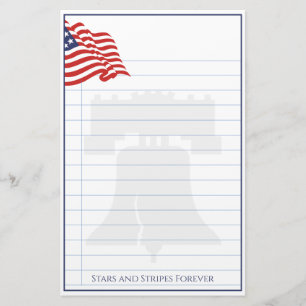 American Flag Illustration Red White & Blue Stationery