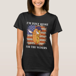 American Flag I'm Just Here For The Wieners Dabbin T-Shirt