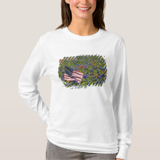American Flag in field of Blue Bonnets, 2 T-Shirt