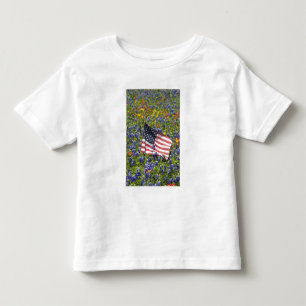 American Flag in field of Blue Bonnets, Toddler T-Shirt