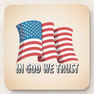 American Flag In God We Trust Coaster Set