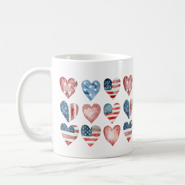 American Flag in Hearts Mugs (Left)