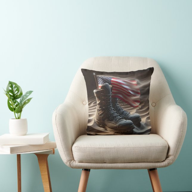 American Flag In Military Boots Cushion (Chair)