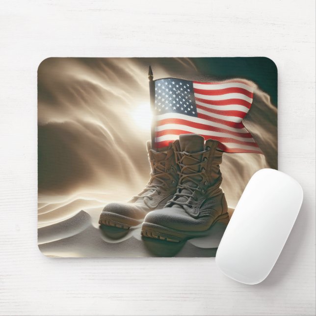 American Flag In Military Boots Mouse Pad (With Mouse)