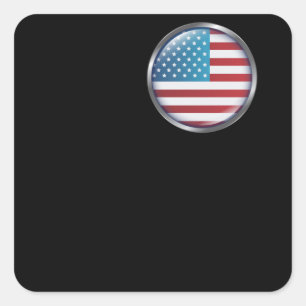 American Flag in my Heart - USA Flag Square Sticker