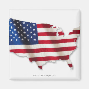 American flag in shape of United States Magnet
