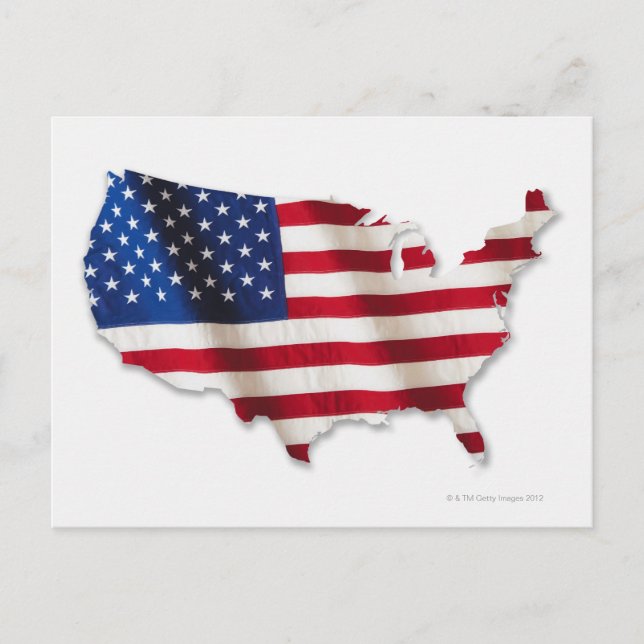 American flag in shape of United States Postcard (Front)