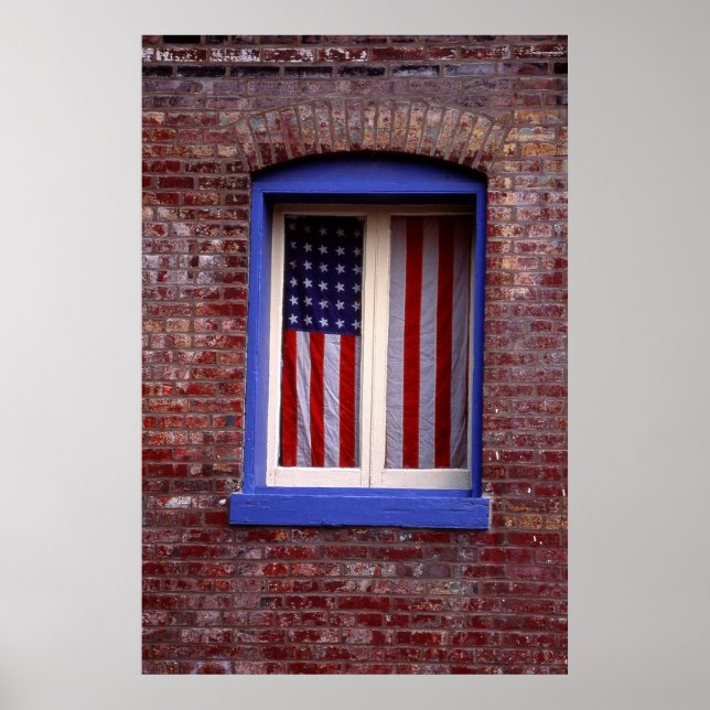 American flag in window poster (Front)