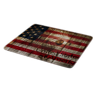 American Flag in wooden bord Cutting Board