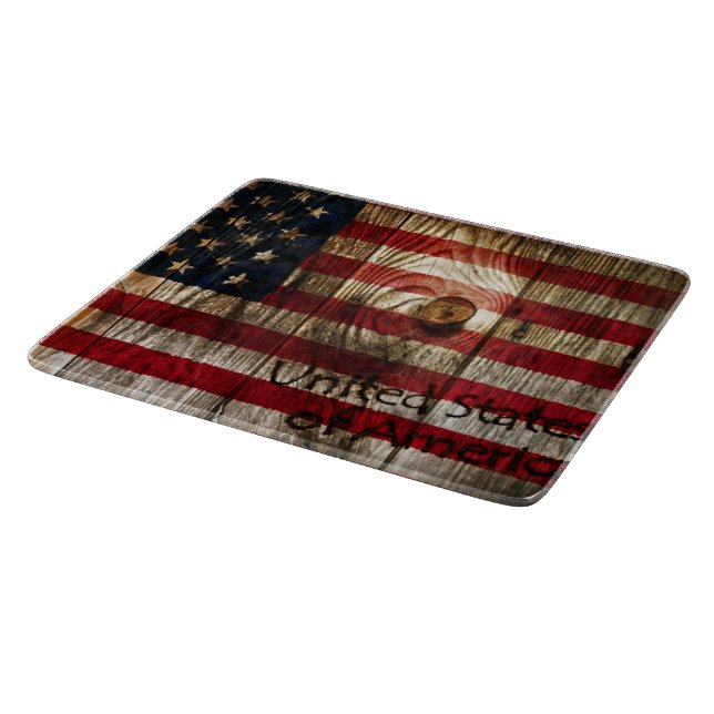 American Flag in wooden bord Cutting Board (Corner)