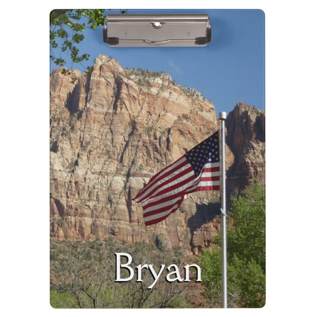 American Flag in Zion National Park I Clipboard (Front)