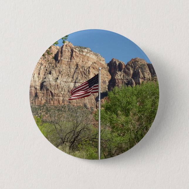 American Flag in Zion National Park II 6 Cm Round Badge (Front)