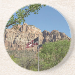 American Flag in Zion National Park II Coaster