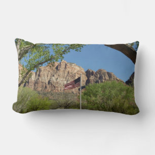 American Flag in Zion National Park II Lumbar Cushion