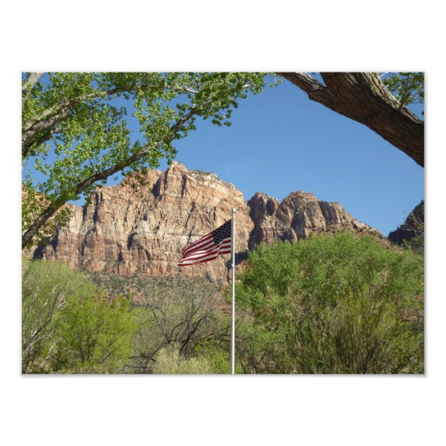 American Flag in Zion National Park II Photo Print (Front)
