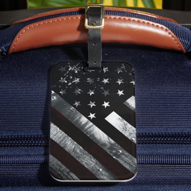 American Flag Industrial Grunge Luggage Tag (Front Insitu 2)