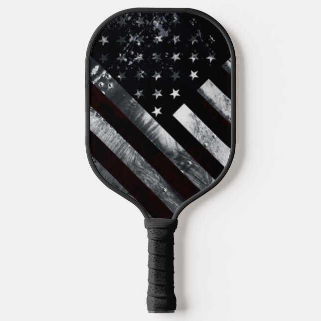 American Flag Industrial Grunge Pickleball Paddle (Front)