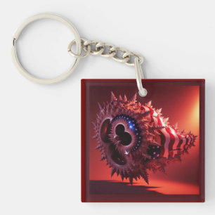 American Flag Infused Onto Mandelbrot Tube Key Ring