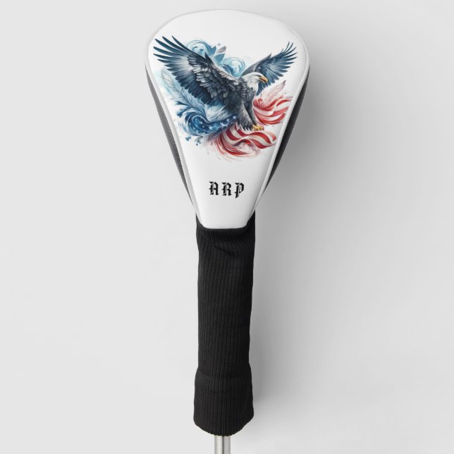 *~* American Flag .. Initials USA Bald Eagle AP16 Golf Head Cover (Front)