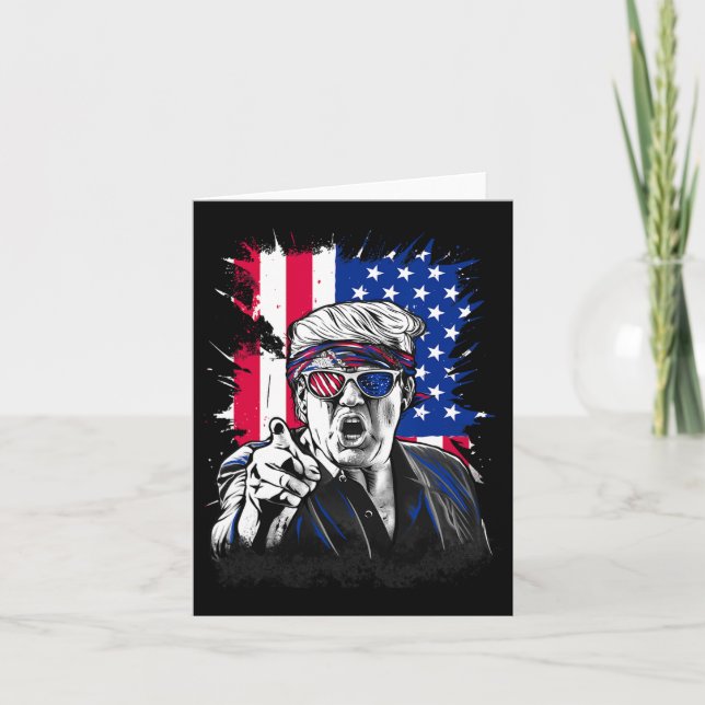 American Flag Intense Face Expression Trump  Card (Front)