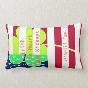 American Flag Irish Shamrock Clover St. Patrick Lumbar Cushion