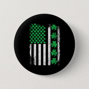 American flag irish shamrocks st patricks day men 6 cm round badge