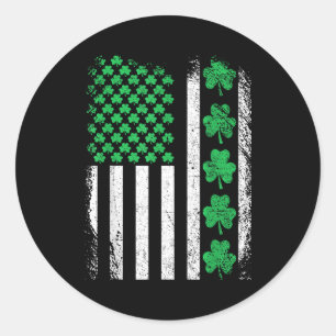 American flag irish shamrocks st patricks day men classic round sticker
