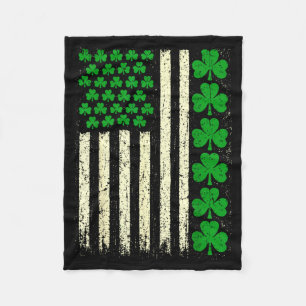 American flag irish shamrocks st patricks day men fleece blanket