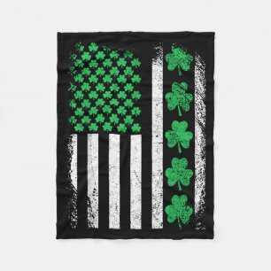 American flag irish shamrocks st patricks day men fleece blanket
