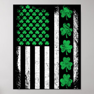 American flag irish shamrocks st patricks day men poster