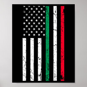 American Flag Italian American Pride 4th Of July  Poster