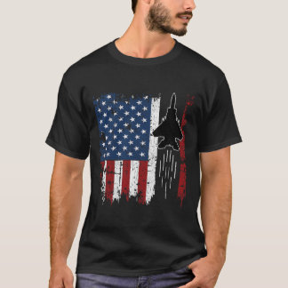 American Flag Jet Fighter Silhouette F22 Raptor F1 T-Shirt